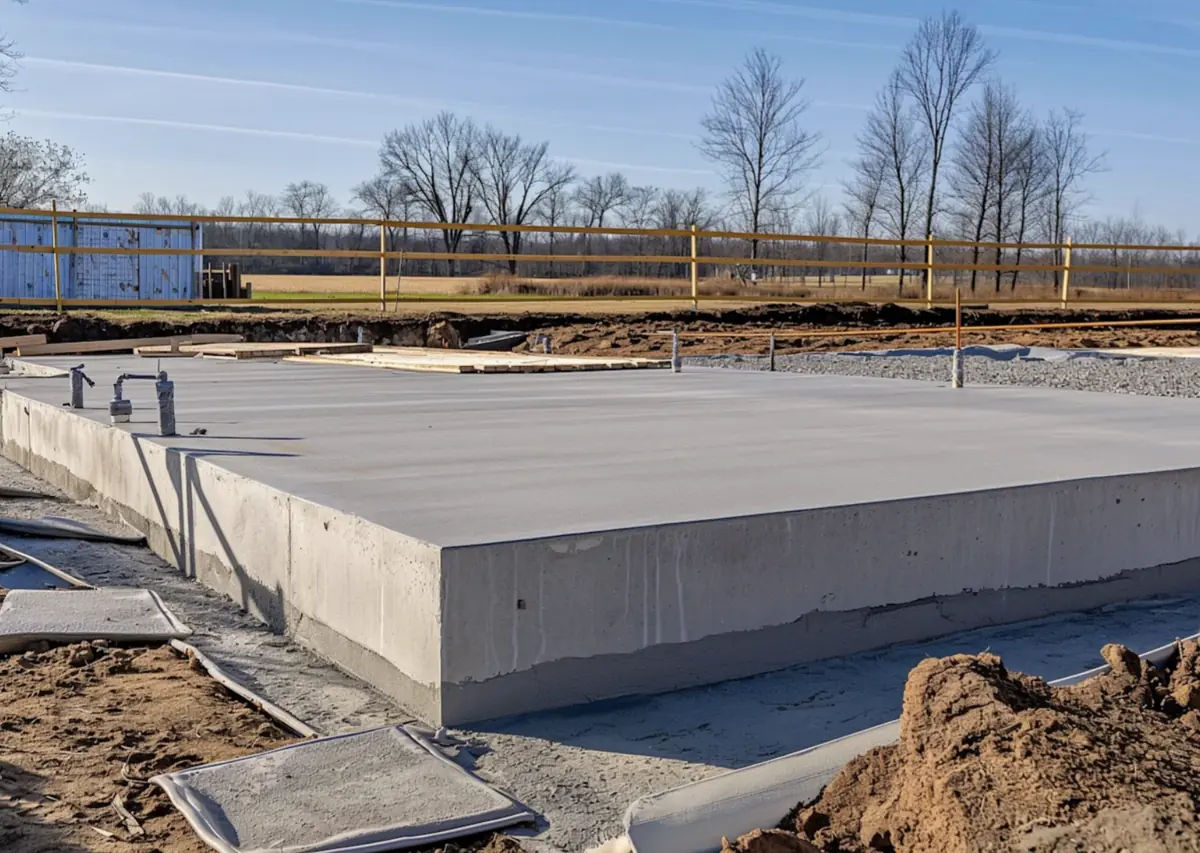 Finished concrete foundation slab