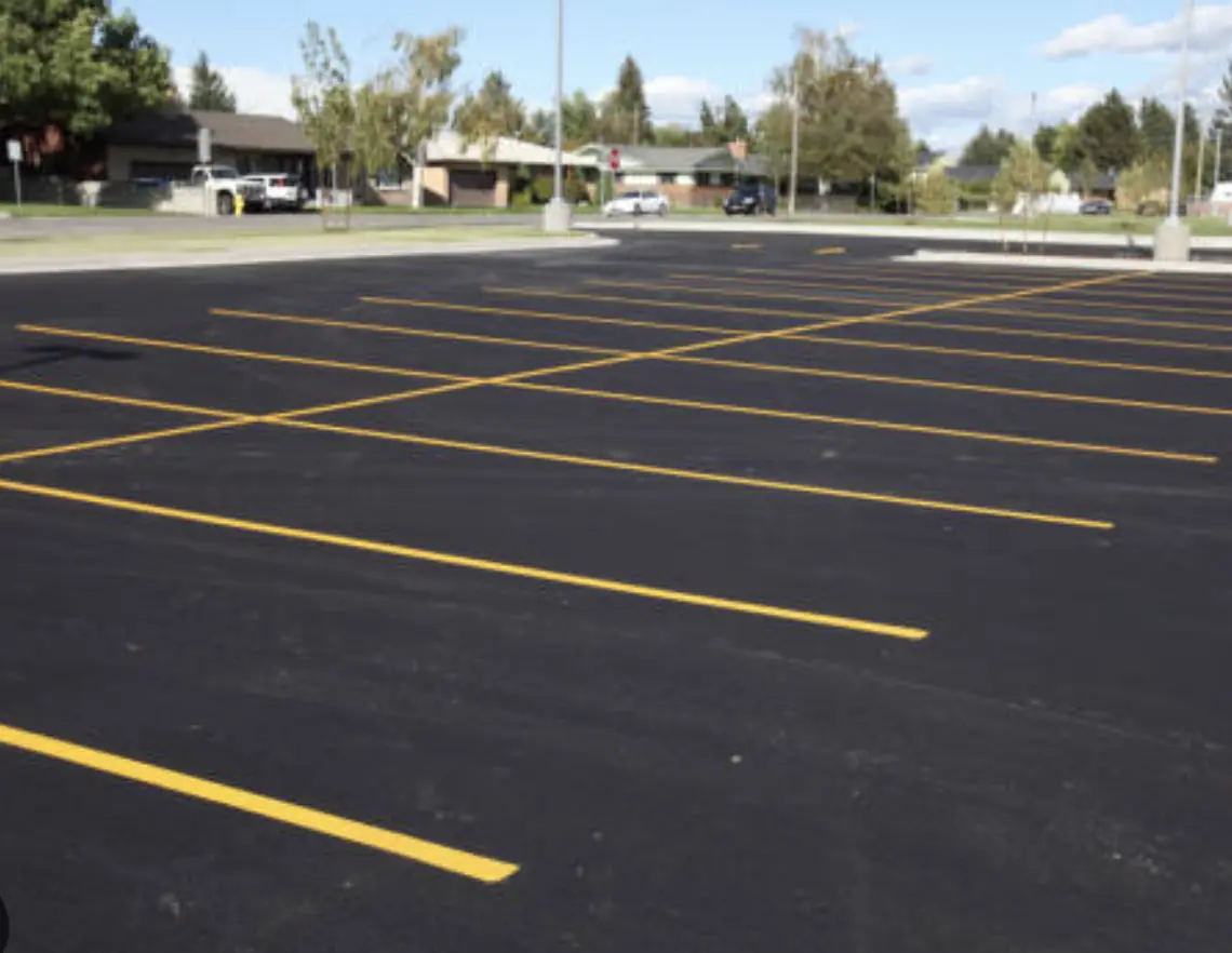 Freshly striped parking lot